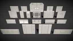 Sci-Fi Panels kit, future, sci, fi, lab, ceiling, case, hard, surface, panels, floor, tech, electronics, collection, elements, props, engine, box, kitbash, sci-fi, wall