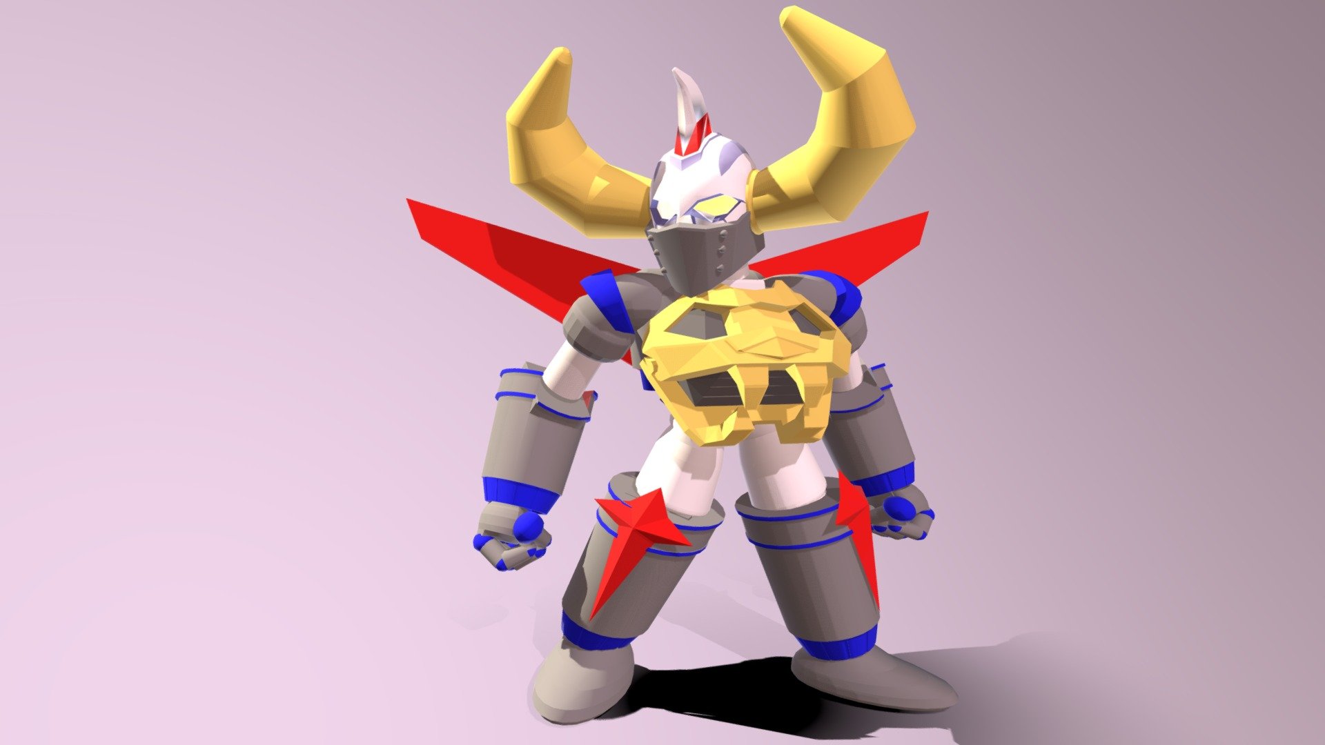 gaiking cartoon robot excellent details the textures and colors are modifiable, this is created to be used in the metaverse, to be added in games and animations 3d model