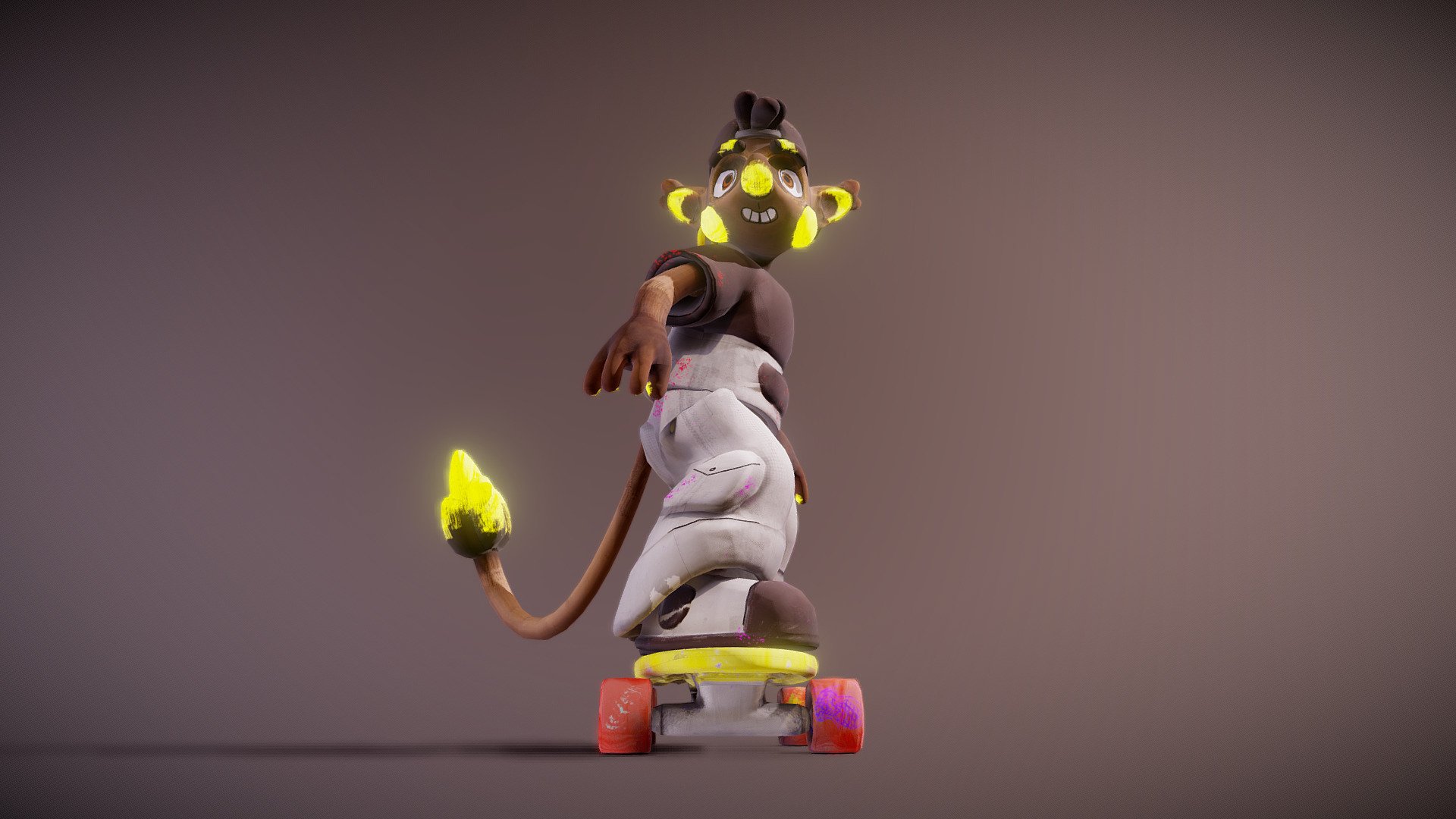 Small project of an alien skating. Modeled and animated in Blender, textured in Substance and baked in Cycles - Nevid Skate - Download Free 3D model by wa_rouk 3d model