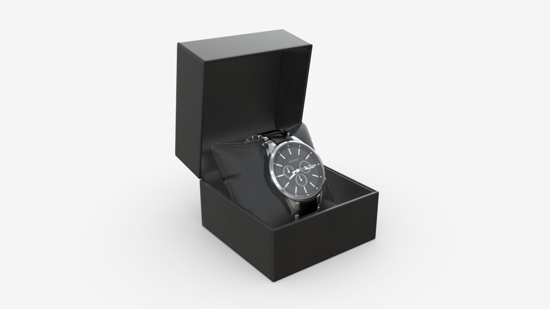 Wristwatch with Steel Bracelet in box 01 - Buy Royalty Free 3D model by HQ3DMOD (@AivisAstics) 3d model
