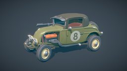 Hot Rod Constructor buggy, armed, beetle, rod, retro, classic, hotrod, old, hot-rod, low-poly, asset, game, vehicle, lowpoly, car, gun