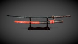 Katana 03 lod, japan, tanto, katana, ninja, medieval, unreal, samurai, cry, saber, don, wakizashi, blender-3d, falcone, knife, unity, pbr, sword, dagger, blade, japanese