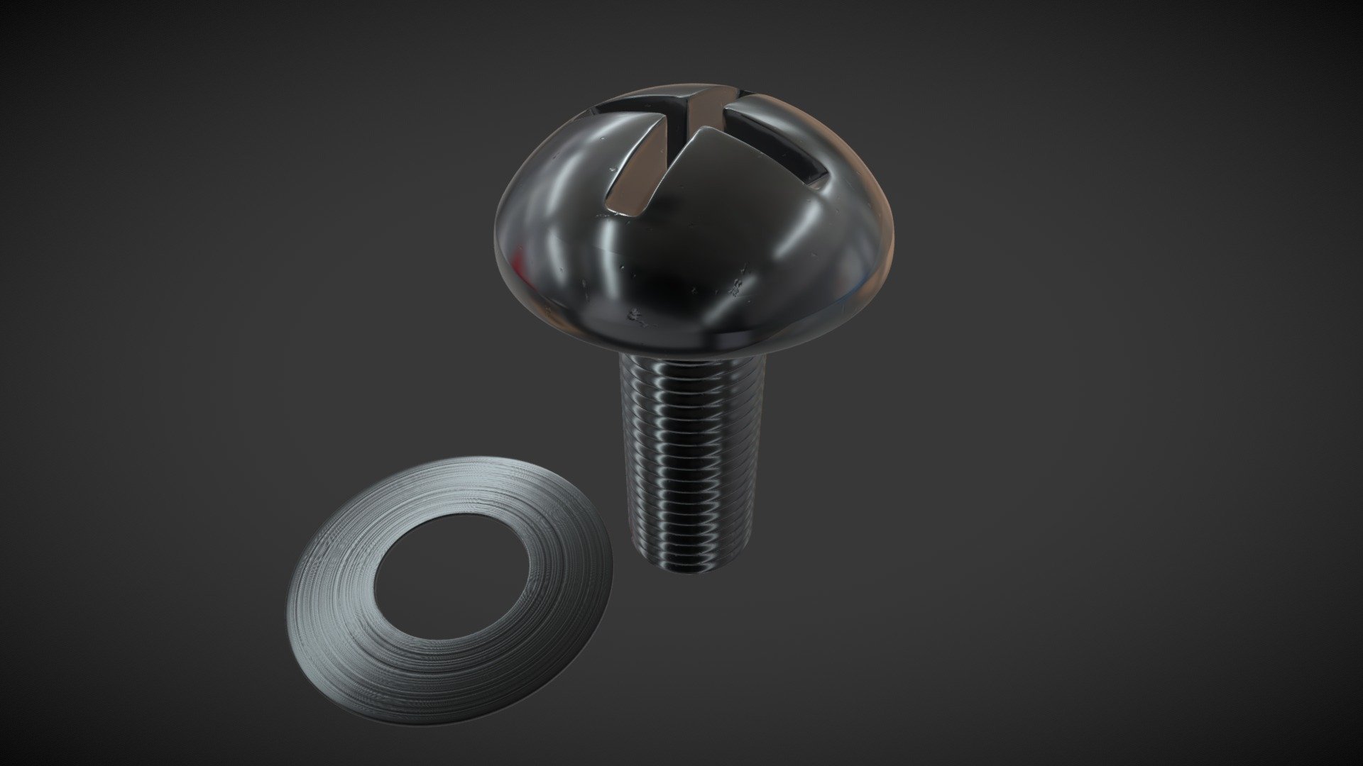 I needed some screws for a little project… so I made one (with a flat washer) - Screw and flat washer - Download Free 3D model by Jean-Christophe Sekinger (@jc.sekinger) 3d model