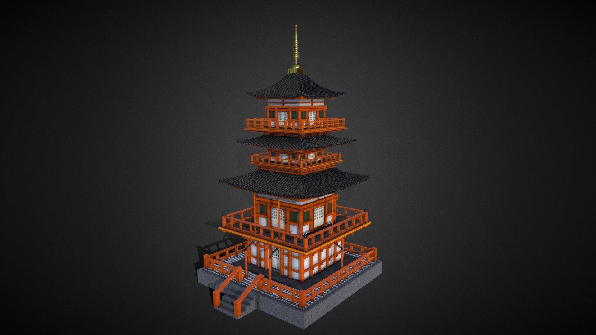 Japanese Temple made in Blender 2.79, painted in Substance Painter and rendered in Blender cycles 3d model