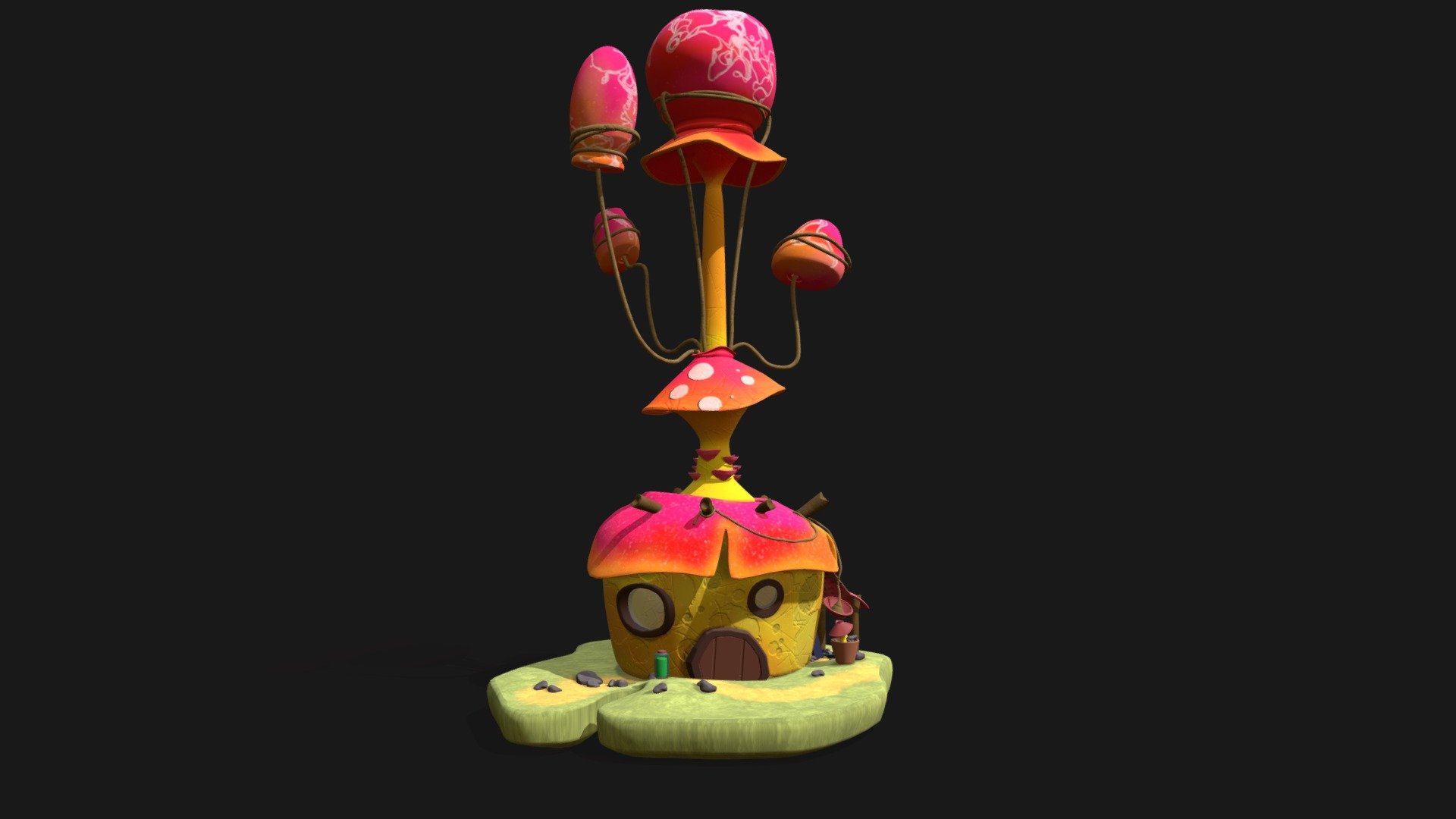 A tiny Mushroom House - Mushrooms - 3D model by isabella_bassi 3d model