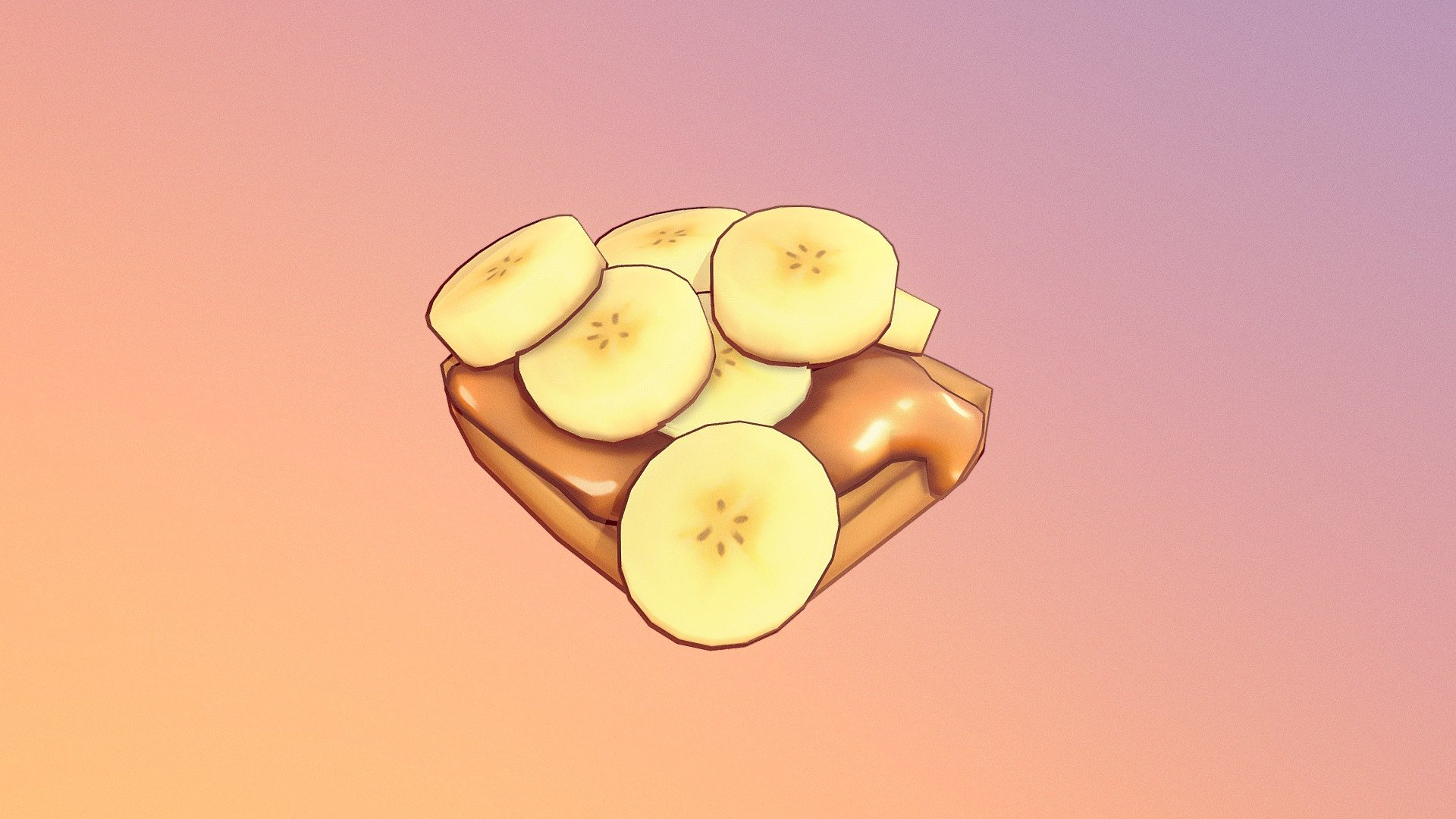 banana slices on a waffle. experimenting with filters - bananawaffle - 3D model by trsdz 3d model