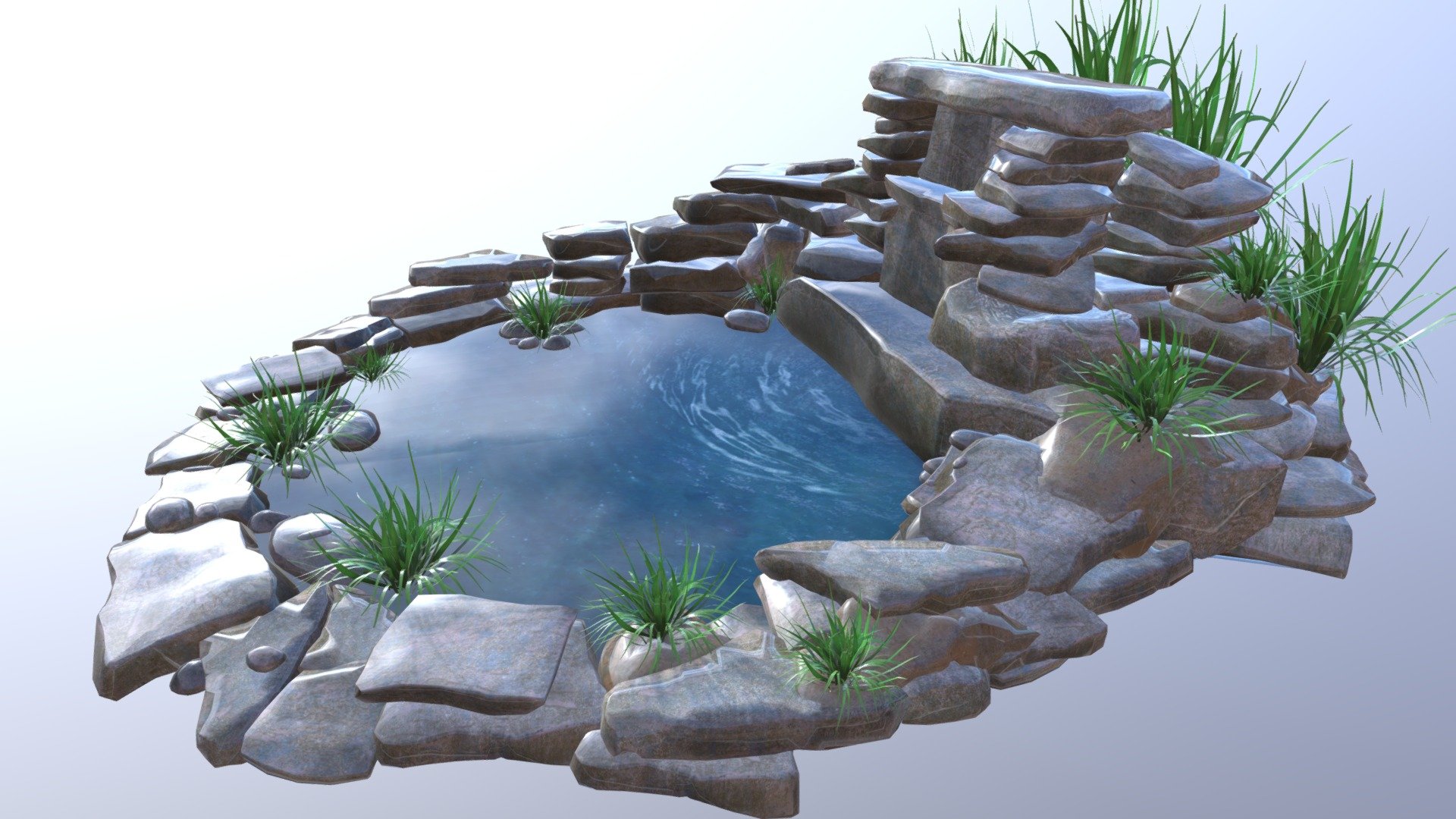 It's a rock fountain. Do you like rock fountains too? Yeah, I know you do. So get one. It's good for you. Drink some of its water that has healing properties. Thanks! - Rock Fountain - 3D model by HardzGal 3d model