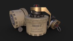 Explosive modular grenade grenade, future, army, cyberpunk, combat, hi-tech, unityassetstore, weapon, pbr, sci-fi, gameasset, hand, gameready, engineready