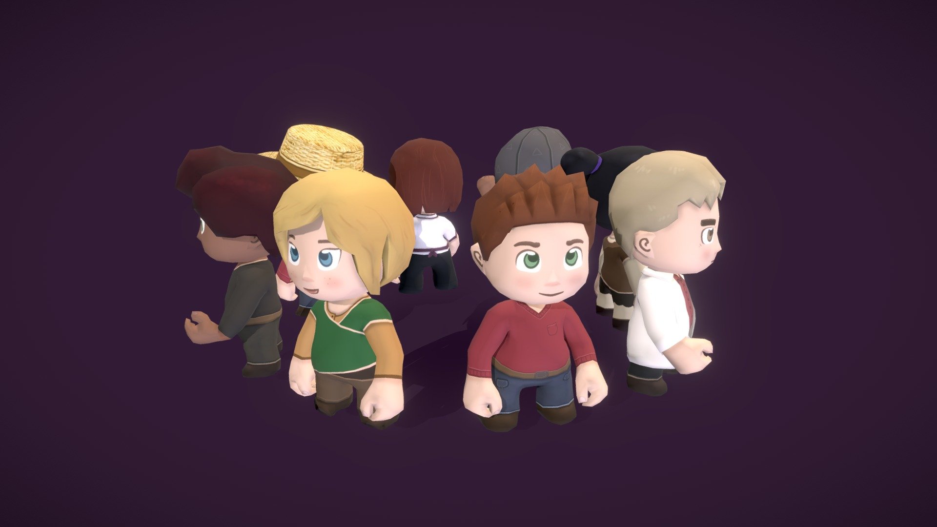 Super stylized characters for a mobile game 3d model
