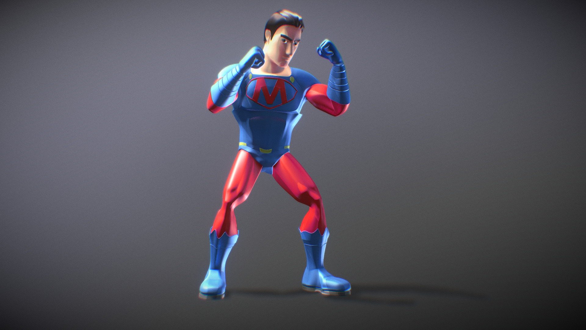Character of a superhero in cartoon style, modeled in 3dsmax, rigedd. Hope you liked it! - Super hero Man - 3D model by 3DMark (@gabo08) 3d model