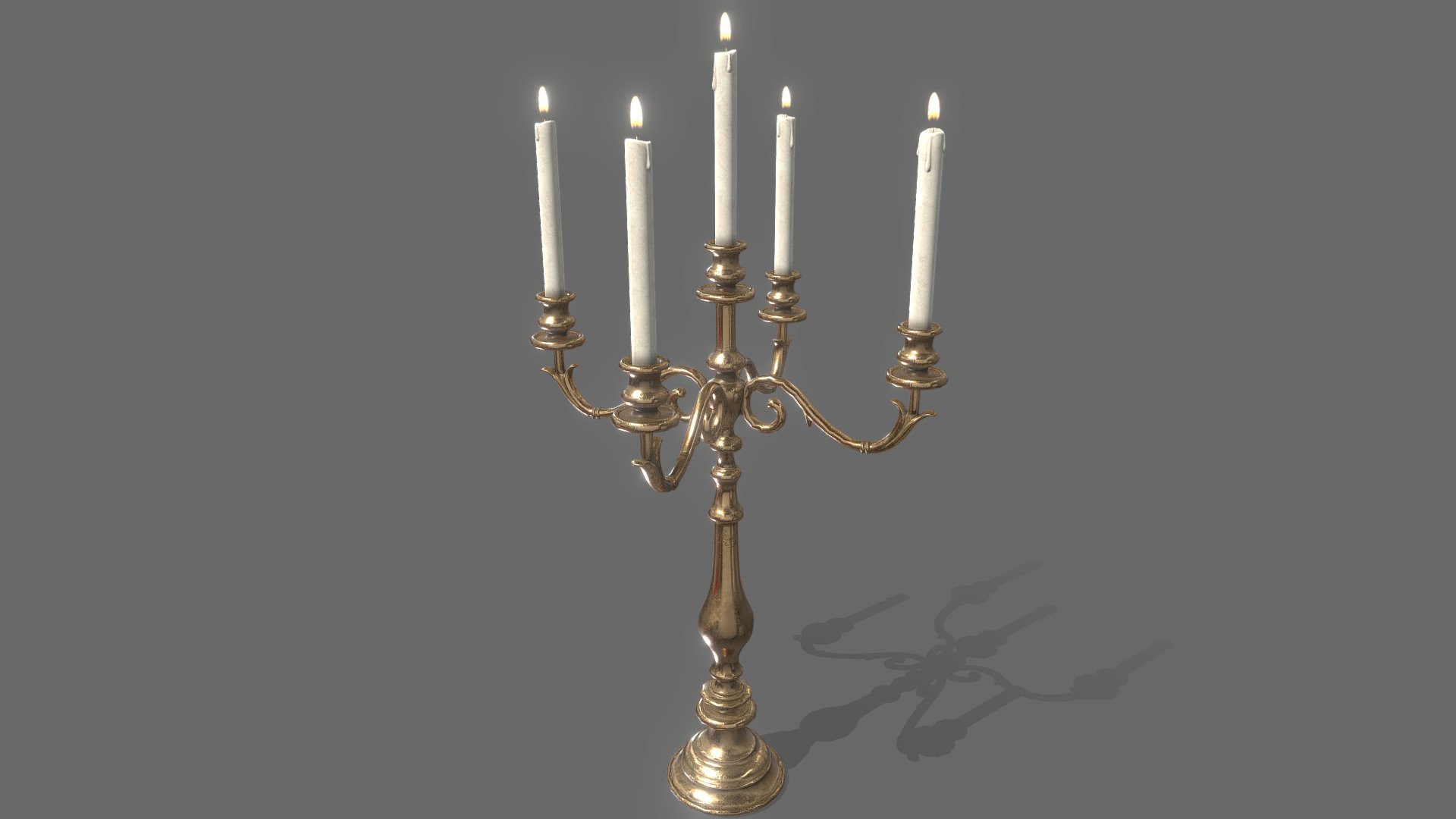 Table Candle Holder

PBR Table Candle Holder, the model is low poly, but it is optimized to use the SubSurface Modifier to be used in animations too.


This model is very detailed yet low poly.

It has 70cm height and 30cm width.

The texture's resolution is 2048x2048 and it used the PBR rendering method.

Textures include: Base Colore, Roughness, Metallic, Normal Map

The UVs are non-overlapping.
 - Candle Holder A - Buy Royalty Free 3D model by pixeldigitalarts by Giovanni Lucca (@pixeldigitalarts) 3d model