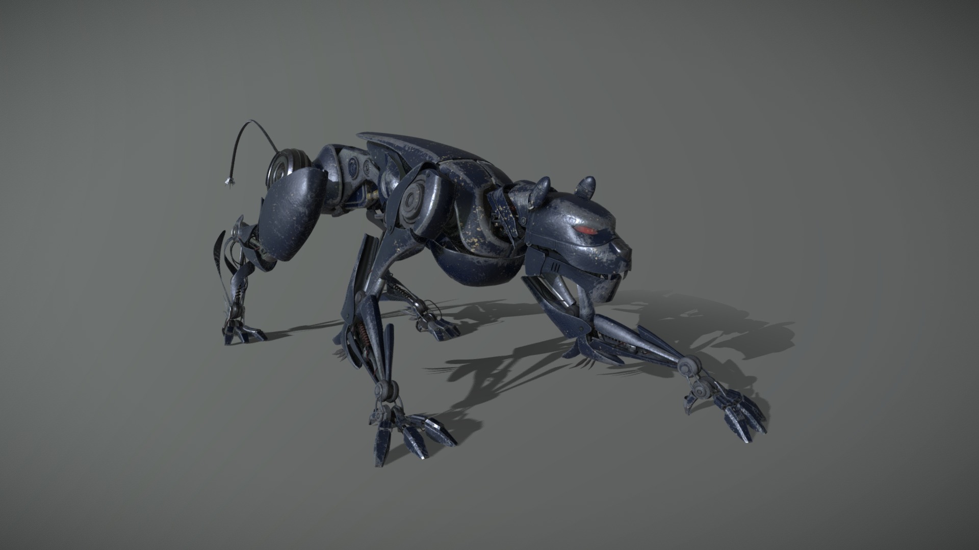 personal model i've made for my showreel, started as a study for texturing and modeling hard surface in zbrush, i ended using it to just block out the main shapes, and then used maya Poly/Nurbs modeling for remesh/modeling and Painter for texturing - Mech Panther Game Ready - 3D model by Simone (@s.sacco91) 3d model