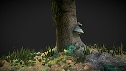 Tree trunk low poly test 004 tree, trunk, nature, photogrammetry