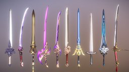 10 Genshin Impact Inspired Sword 3D Models toon, katana, shogun, impact, swords, gameweapons, toonshader, animeweapon, baal, sword-3d-model, sword-lowpoly, weapon, gameasset, sword, anime, genshin, genshinimpact, genshinimpactcharacter