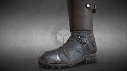 Steel Cap Boot leather, ww2, shoes, boots, footwear, downloadable, military-equipment, leather-shoes, substancepainter, texturing, low-poly, blender3d, model, zbrush, characterdesign, clothing