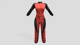 Female Racing Suit Uniform body, bike, racer, suit, red, leather, full, motorbike, motorcycle, uniform, outfit, pbr, low, poly, racing, female, car, black
