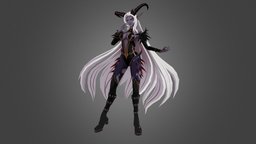 Darkened Fearful Astaroth fanart, handpaintedtexture, diffuseonly, lowpolymodel, astaroth, demongirl, stylizedcharacter, character, lowpoly, stylized, handpainted-lowpoly, dfo, dungeonfighter