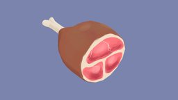 Meat Haunch food, meat, tavern, flatshaded, low-poly, low
