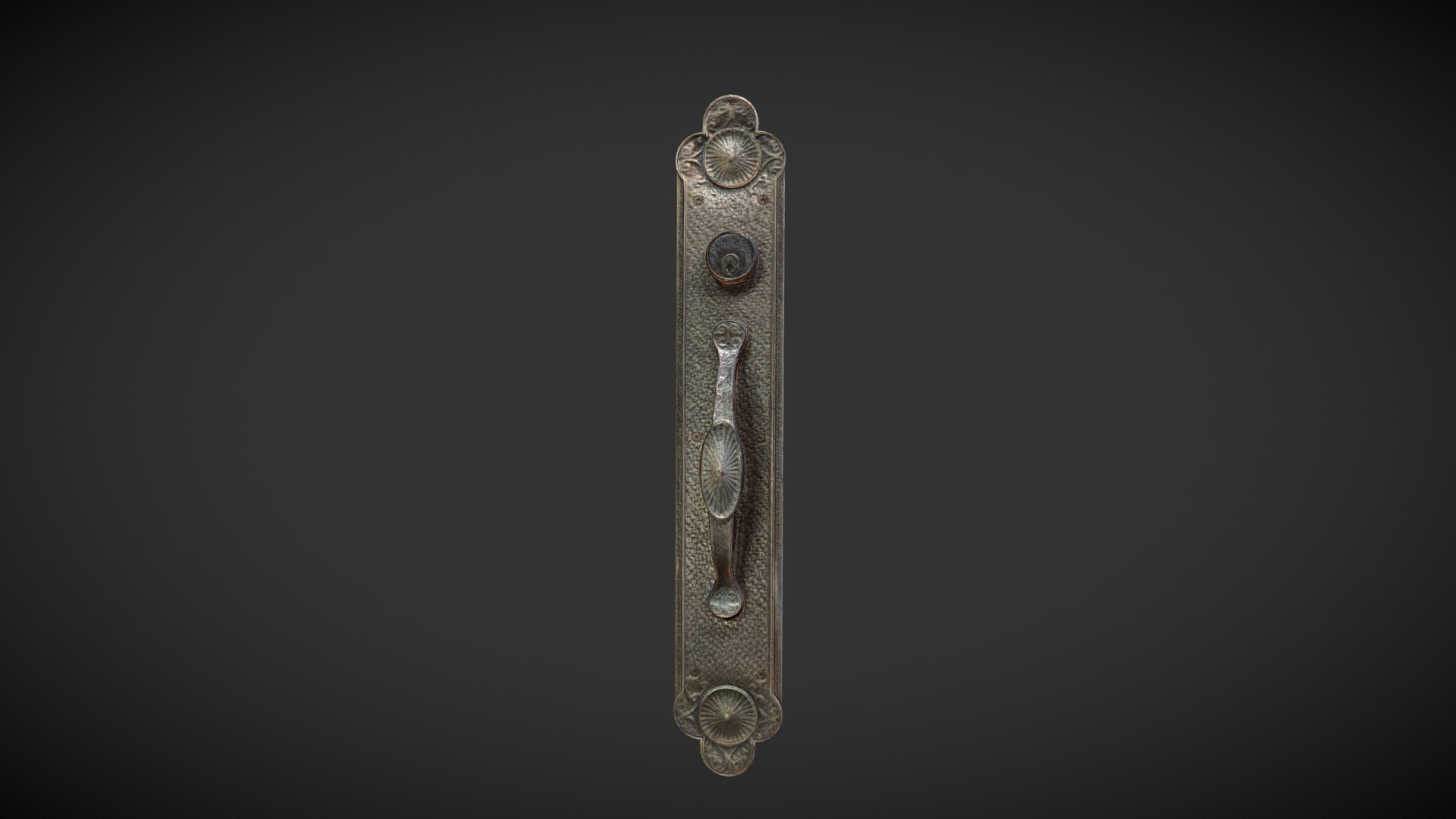 3D scanned door handle, retopologized in Blender, diffuse texture reprojected in Agisoft 3d model