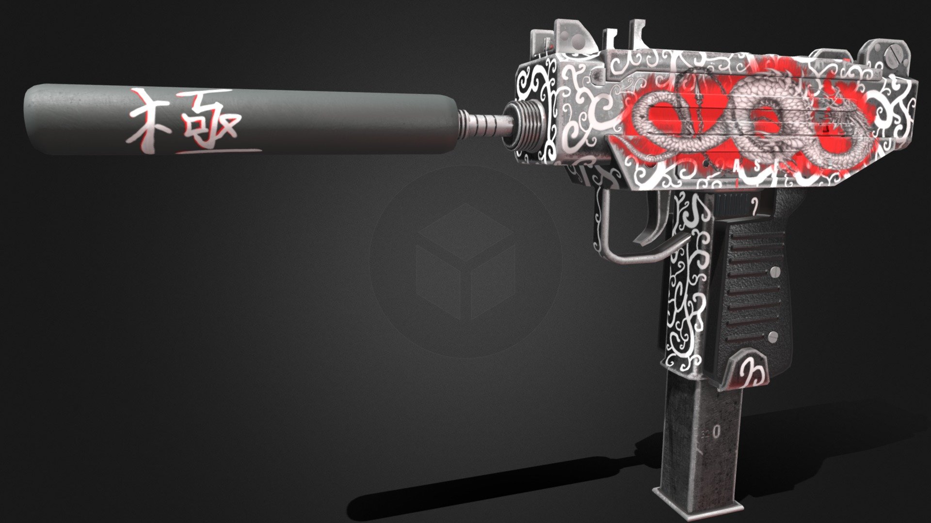 This is a Mini UZI , it has a drake skin on that was designed by me and then textured onto the model, this could be used as a skin that could drop from a loot chest or player could buy. The design and the texture was inspired by japanese colour scheme and theme/ design.

This was modelled and UV mapped in Maya 2020, and then it was textured in 3D coat. 

I am currently a part time college student, and practicing with different things.

Check out my twitter : https://twitter.com/KxndxD

Check out my ArtStation : kendemrena.artstation.com - "Drake" Mini Uzi - Buy Royalty Free 3D model by KendeMrena 3d model