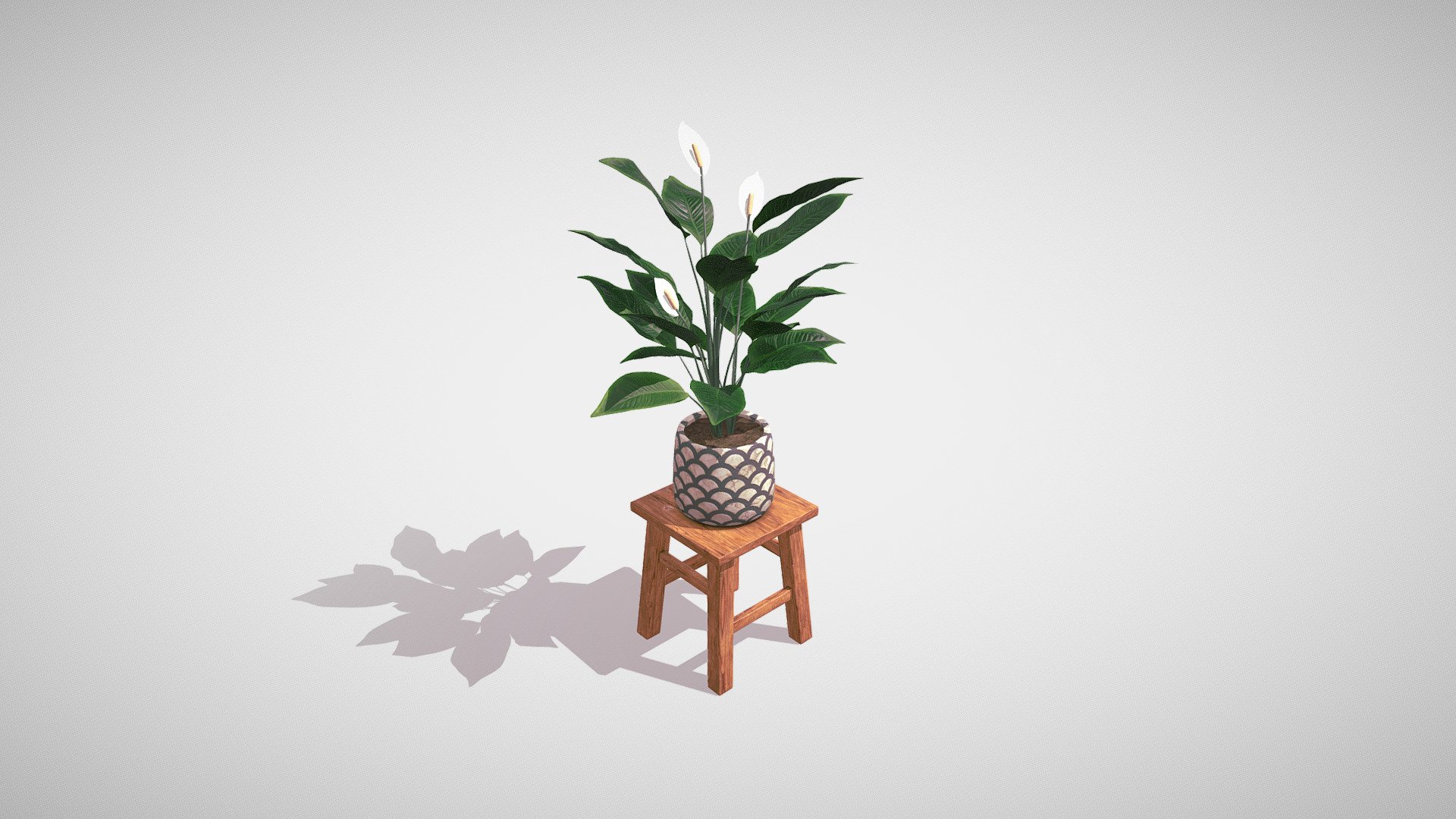 A beautiful peace lily not only makes your home interior design more beautiful, but also looks fresher and warmer. This 3d flower model can be placed for interior or exterior accessories for your visualization design.

Dimension include pot and stand

Width = 695 mm
Depth = 645 mm
Height = 1290 mm

Polygon = 14350
Vertices = 15461

Use PBR material 
UV maps non overlapping

File Format
Blender 3.1 (Cycles)
FBX
OBJ
glTF embedded - Peace lily - 3D model by amri3dstudio 3d model