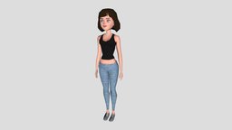 Low-poly girl low-poly-character, maya, low-poly, girl, cartoon, female, simple