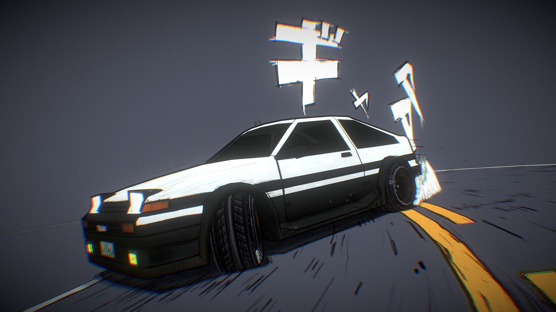Here is the animated version of a drifting Toyota AE86 Trueno I made for the #SketchfabWeeklyChallenge that you can find here : https://skfb.ly/owOCA

I also took the opportunity to fix some problems in the model that I saw afterwards ^^. Nobody will see the difference, but it's good for my picky side :p

I wanted to get closer to a NPR/Sketchy/Manga look even in the animation.

Enjoy! - Drifting AE86 - Slow Motion Animated Version - 3D model by FoG Ryû (@FoG-Sketchfab) 3d model