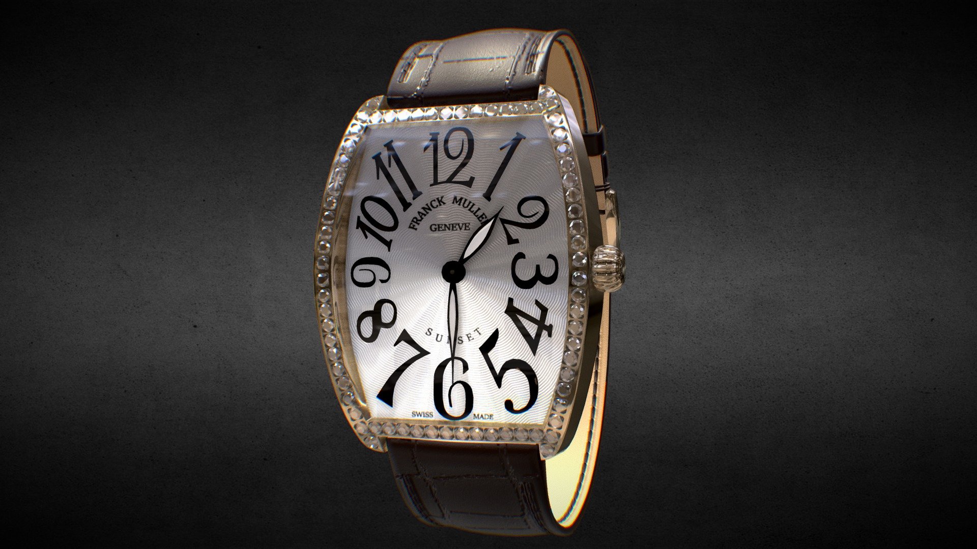 Awesome stainless steel Franck Muller Cintrée Curvex 2852 QZ D 1R watch․
Use for Unreal Engine 4 and Unity3D. Try in augmented reality in the AR-Watches app. 
Links to the app: Android, iOS

Currently available for download in FBX format.

3D model developed by AR-Watches

Disclaimer: We do not own the design of the watch, we only made the 3D model 3d model