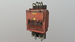 Low Poly Electricity Box 07 storage, power, switch, energy, prop, electrical, electricity, wire, metal, realistic, machine, box, cable, voltage, asset, lowpoly, industrial, gameready, steel
