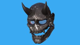 Cyberpunk Japanese Hannya Mask  3D Model