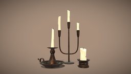 Medieval Candle Holders rpg, candles, copper, substancepainter, substance, fantasy, holders, merdieval, oxidite