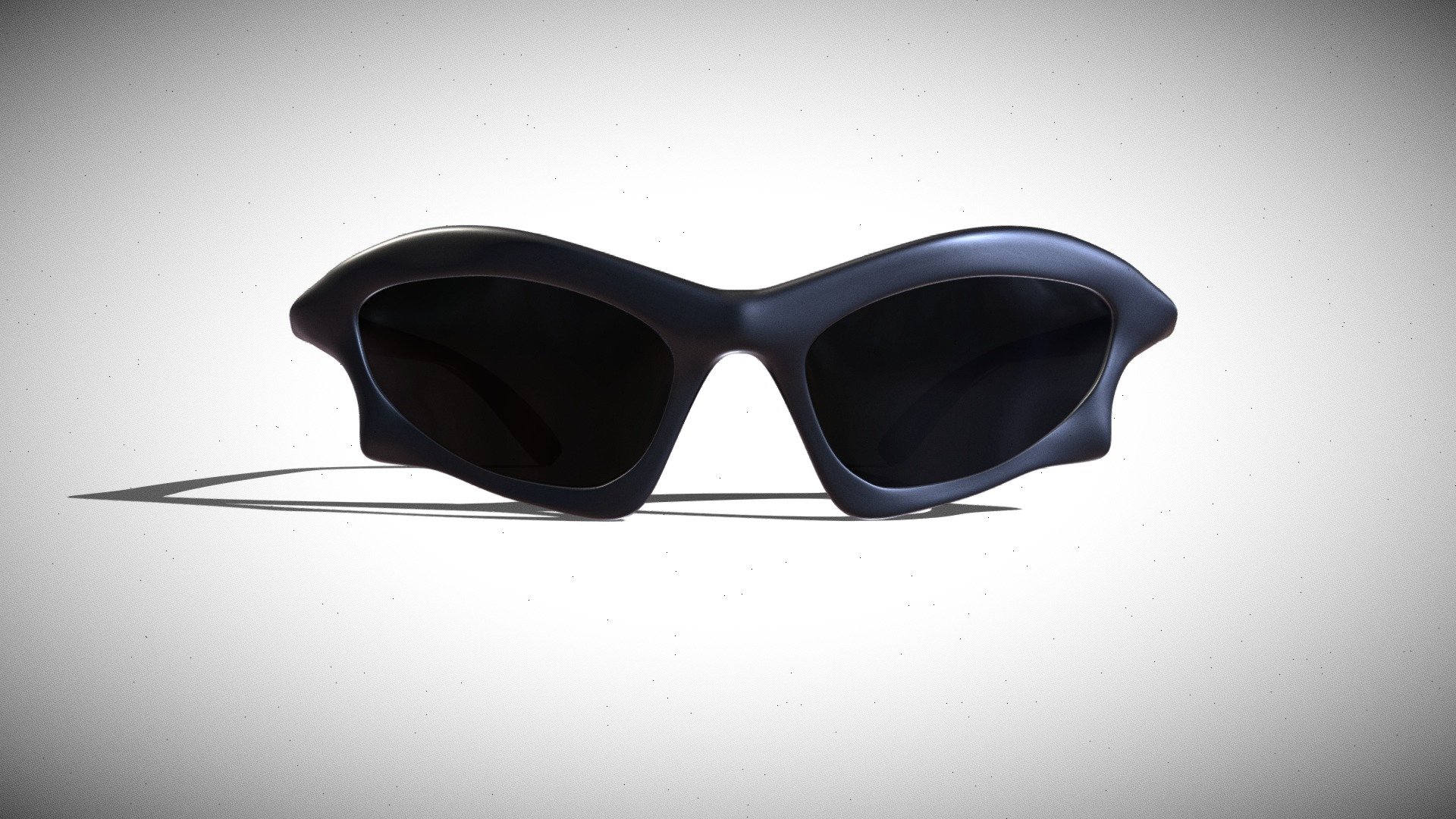 Die Bat Rectangle Sonnenbrille aus silbernem, bioinjiziertem Nylon mit verspiegelten silbernen Gläsern stammt aus den Looks 22 und 56 der Sommerkollektion 22 Red Carpet von Balenciaga 3d model