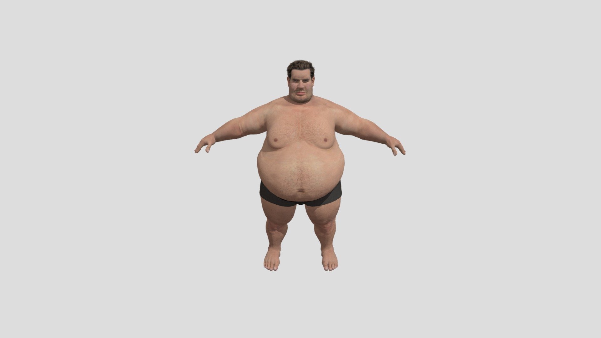 Realistic Fat Man character Naked

all material used on characters are modular you can change color of hair ,eye ,skin &hellip;

-low Poly model for game mesh and Hight poly for render and AAA game

Features:

-material : you can change setting like Base Color, Ao, Blend, Diplacement, Glow, metalic, UV, Normal, opacity ,ORM , Roughness , Specular



High quality model, correctly scaled for an accurate representation of the original object.



Models resolutions are optimized for polygon efficiency.



Model is fully textured with all materials applied



-all image with white BG are rendered with unreal engine


No special plugin needed to open scene

-clean skin ,uv, and ready to anim


Units: cm
 - Realistic Fat Man Naked character - 3D model by Hamza Khaloui (@khalouihamzaa) 3d model