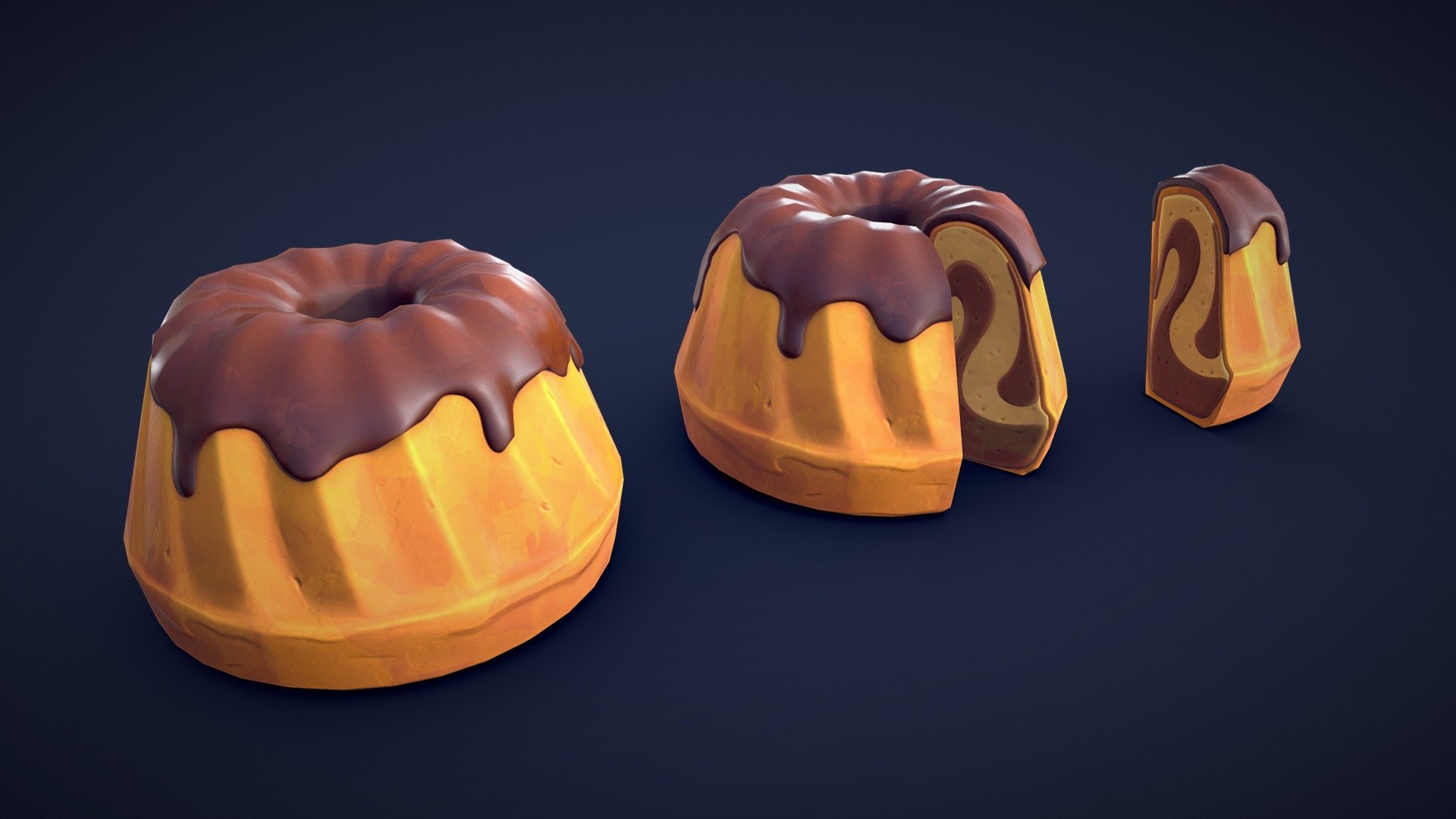 Are you looking for a delicious bundt cake to spice up your project? Look no further than this 3D asset pack. All models are low-poly and optimized for performance and quality. Whether you’re creating a bustling bakery scene or adding a unique touch to your game environment, these assets will add some detail to your project!🍰

Model information:




Optimized low-poly assets for real-time usage.

Optimized and clean UV mapping.

2K and 4K pbr textures for the assets are included.

Compatible with Unreal Engine, Unity and similar engines.

All assets are included in a separate file as well.
 - Stylized Bundt Cake - Low Poly - Buy Royalty Free 3D model by Lars Korden (@Lark.Art) 3d model