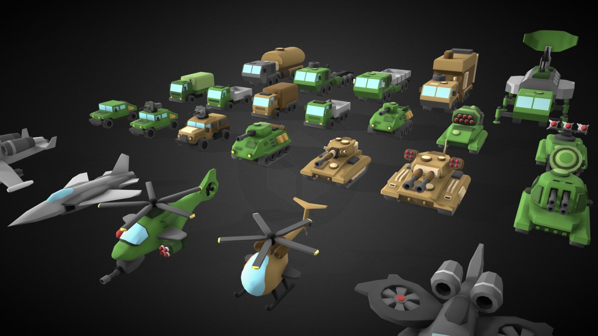 Lowpoly Military Armored Army Vehicles Pack - 3D model by cobectbhax 3d model