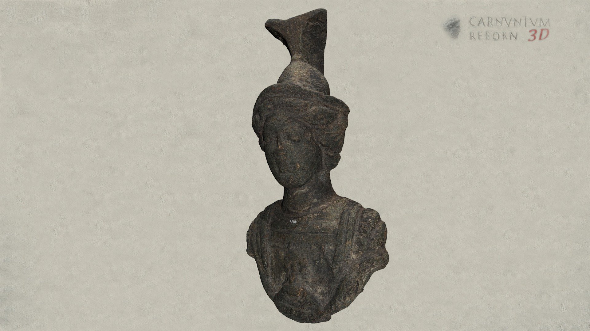 Roman applique in the form of a bust of Minerva. Bronze; h 7,1 cm.

Model: © Landessammlungen Niederösterreich, Niederösterreich 3D - Applike - 3D model by noe-3d.at (@www.noe-3d.at) 3d model