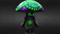 Stylized Mushroom Creature green, rpg, mushroom, prop, effect, mystical, patterns, nature, glow, magical, vibrant, being, hypnotic, enchanting, phosphorescent, character, asset, game, 3d, model, creature, digital, animation, stylized, fantasy, createdwithai