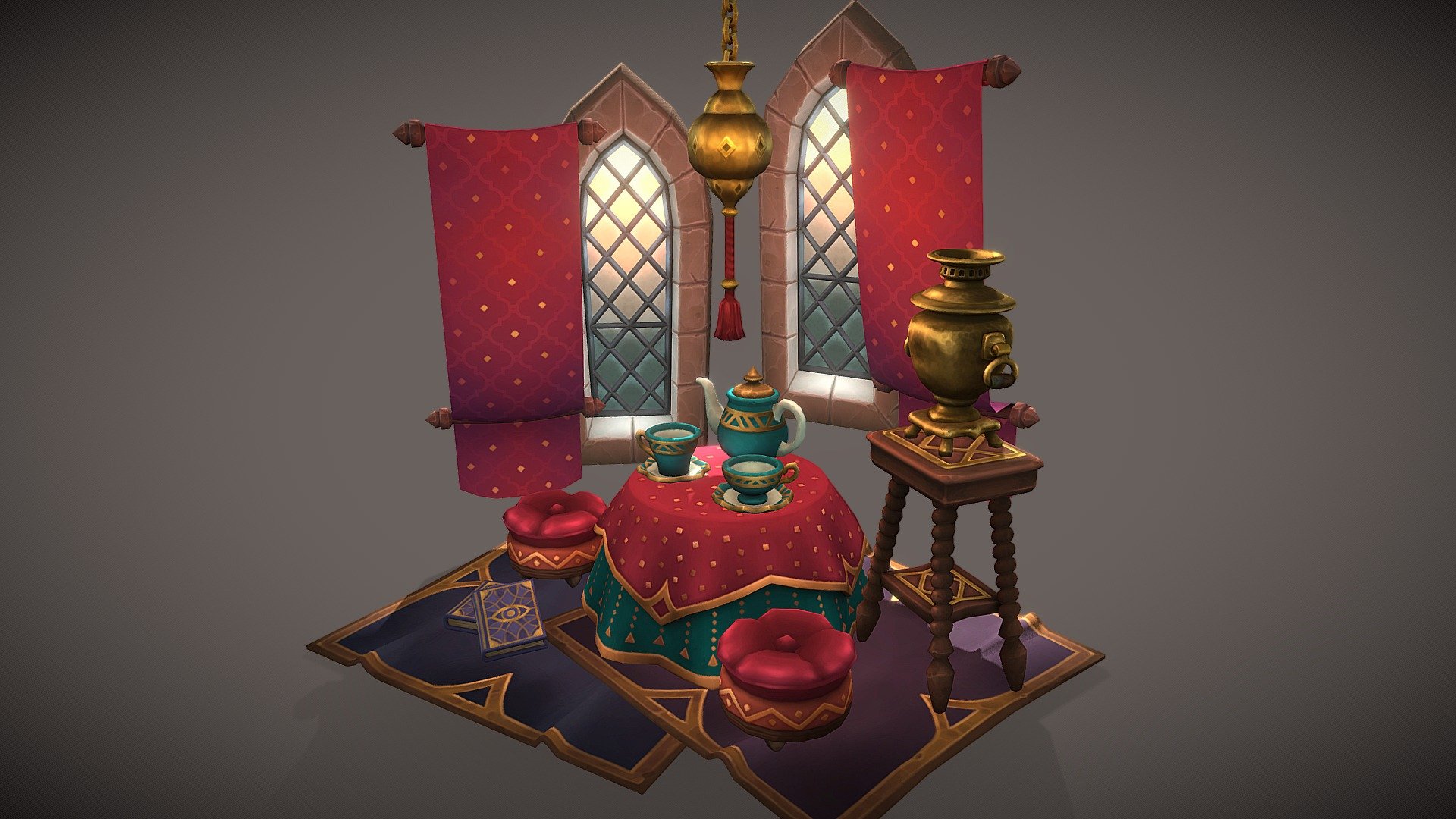 An early morning class of Divination up at the north tower of Hogwarts Castle teaching Tessomancy - the art of reading tea leaves to predict the events in the future!

A Harry Potter fan art of the exotic Divination classroom. It was really fun and challenging hand-painting the metal materials!

Modelled in Blender, texture painted in 3D Coat and Photoshop 3d model