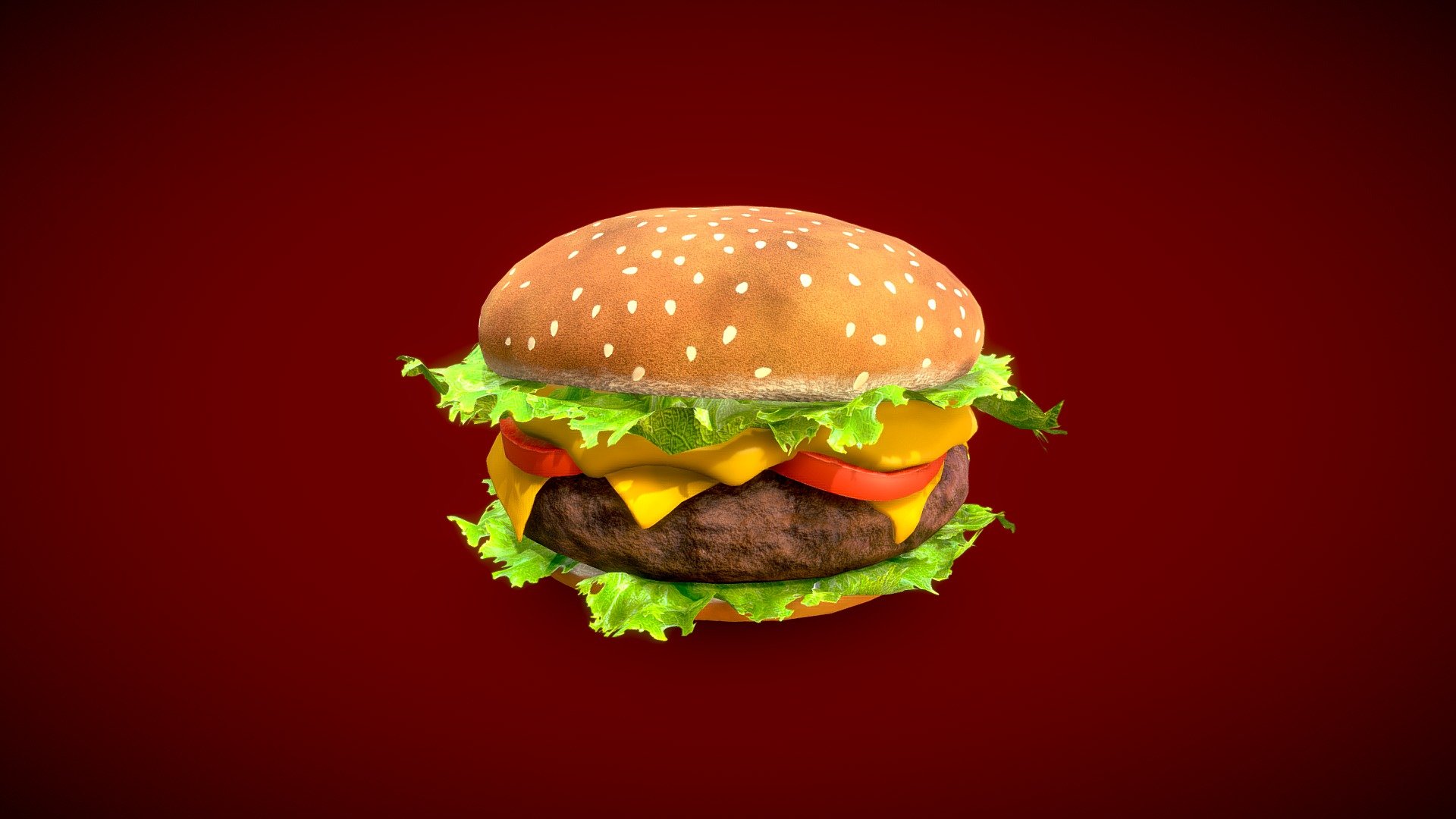 Realistic burger made with photorealistic and procedural textures 3d model