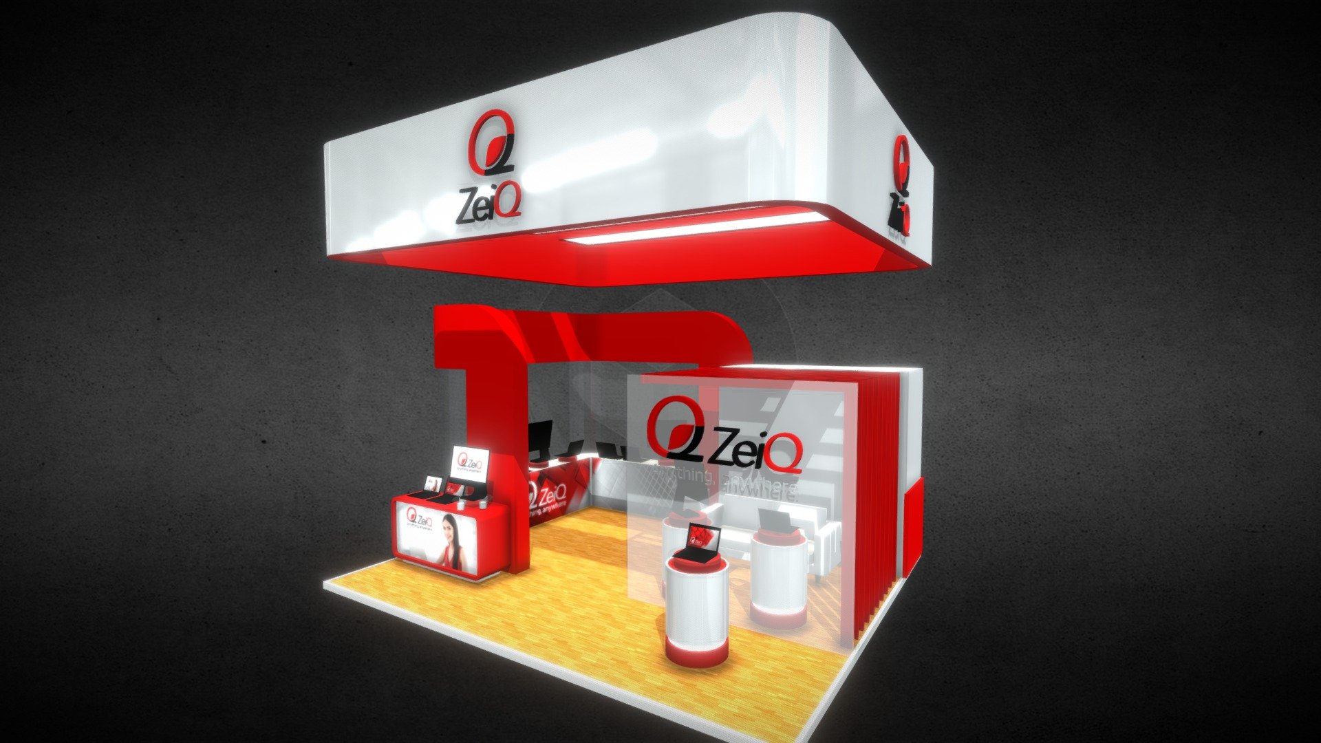 Exhibition stand concept. Modeled in 3ds Max - Zeiq Stand - 3D model by trilobite3d 3d model