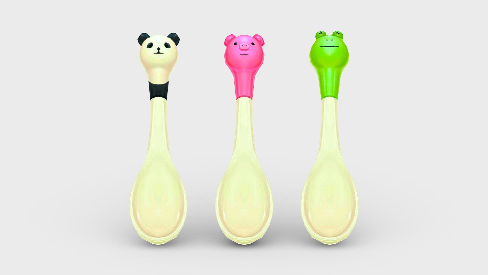 Cartoon animal shape spoons - panda - pig - frog - Cartoon animal shape spoons - panda - pig - frog - Buy Royalty Free 3D model by ler_cartoon (@lerrrrr) 3d model