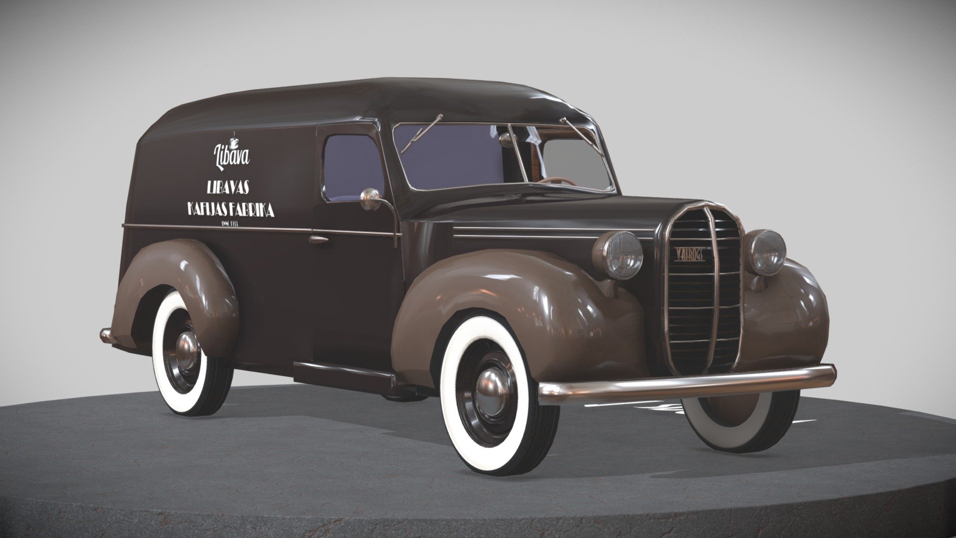 A Panel van, manufactured by Ford-Vairogs in the 1930s, with the Liepājas Kafija (or in my game project Libava) livery 3d model