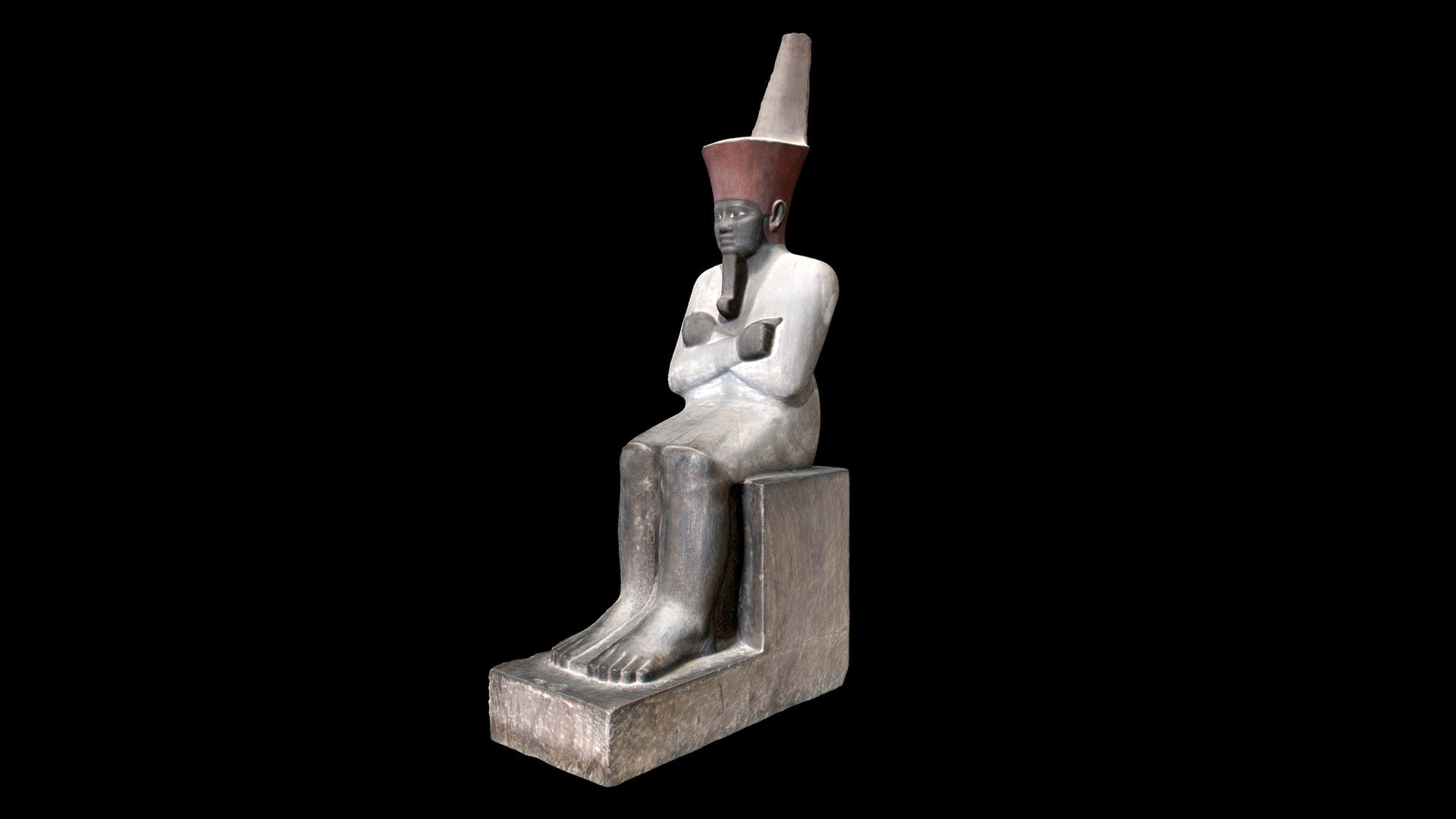 Painted statue of Mentuhotep II from his mortuary complex at Deir el-Bahri, Egypt.  Dynasty 11. Currently in the Egyptian Museum, Cairo.

Created from 89 photographs (Canon EOS Rebel T5i) using Metashape 1.6.1. Photographed in January 2018 3d model