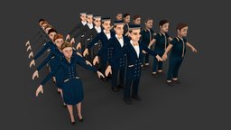 Characters pack lowpoly Hotel Staff rigged world, people, staff, uniform, woman, character, blender3d, man, female, human, male, rigged