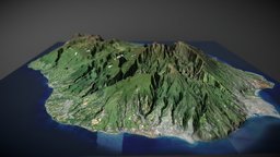 Reunion Island (TIN) france, terrain, reunion, elevation, dem, gltf, terrain-model, elevationapi