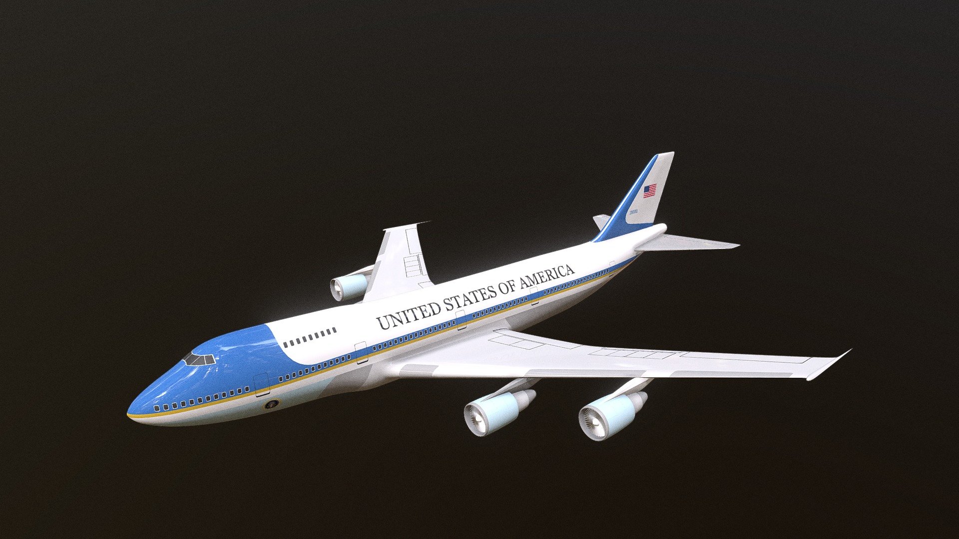 Boeing 747 Air Force One. The plane used by the president of the United States of America. some details arent included cause im lazy like the stuff on the nose and parts on the top and no landing gear.
(now free to download) - Air Force One - Download Free 3D model by agreene (@davidre) 3d model