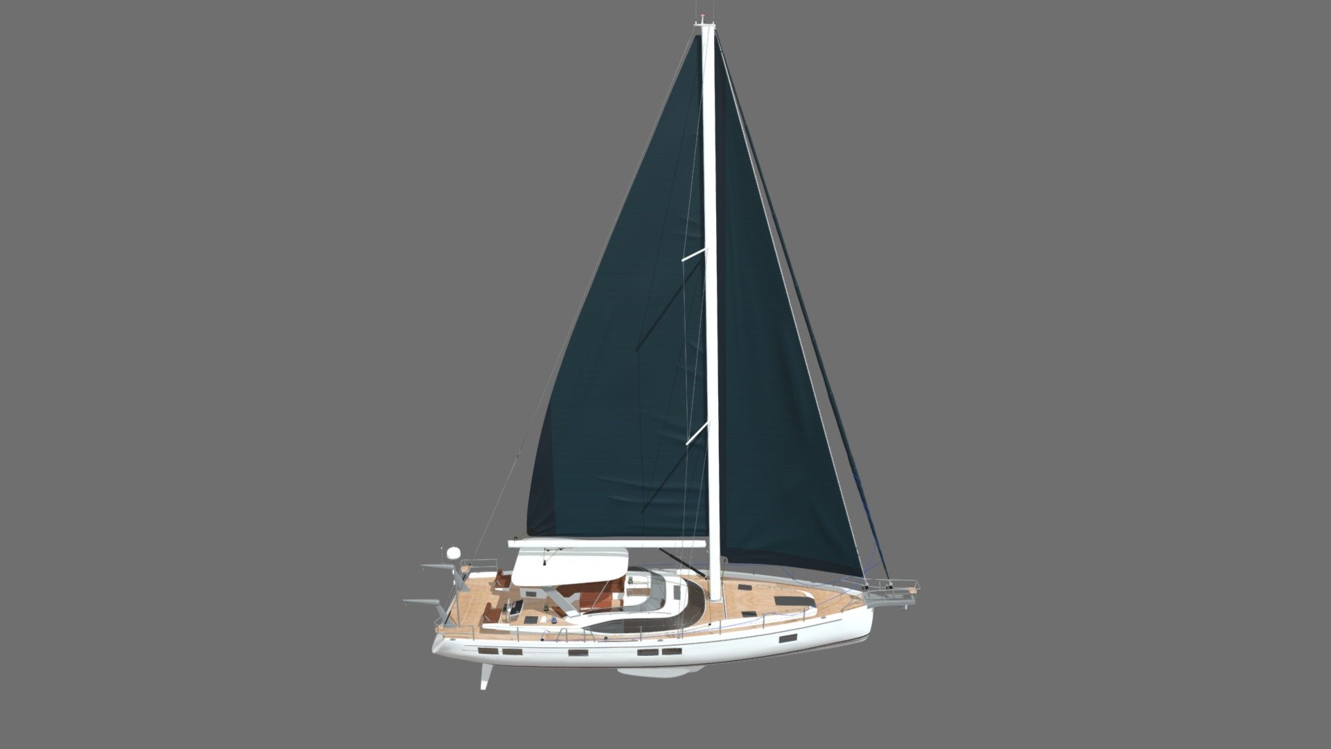 Highly detailed model of a sailing yacht, made in 3ds max 2018, V-ray 3,60. Number of polygons 316646b vertices 315687 3d model