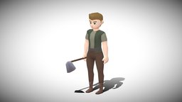 Stylized NPC rpg, toon, npc, villager, game-ready, peasant, jrpg, game-asset, topdown, character, handpainted, cartoon, game, lowpoly, mobile, man, gameasset, stylized, fantasy, human, male, gameready, noai