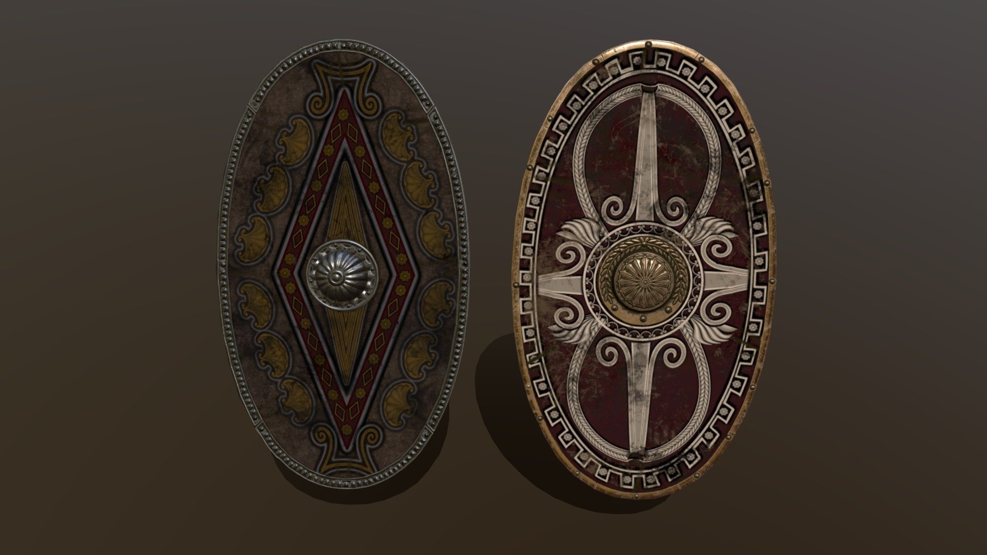 Dacian shileds from Trajans column , pattern, motifs - Dacian shields Trajans column - 3D model by T.Claudiu_Scorilo 3d model