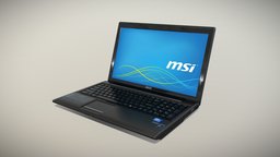 MSI CR61 laptop computer, pc, laptop, portable, desktop, notebook, netbook, low-poly, 3d, low, poly, model, digital, ultrabook